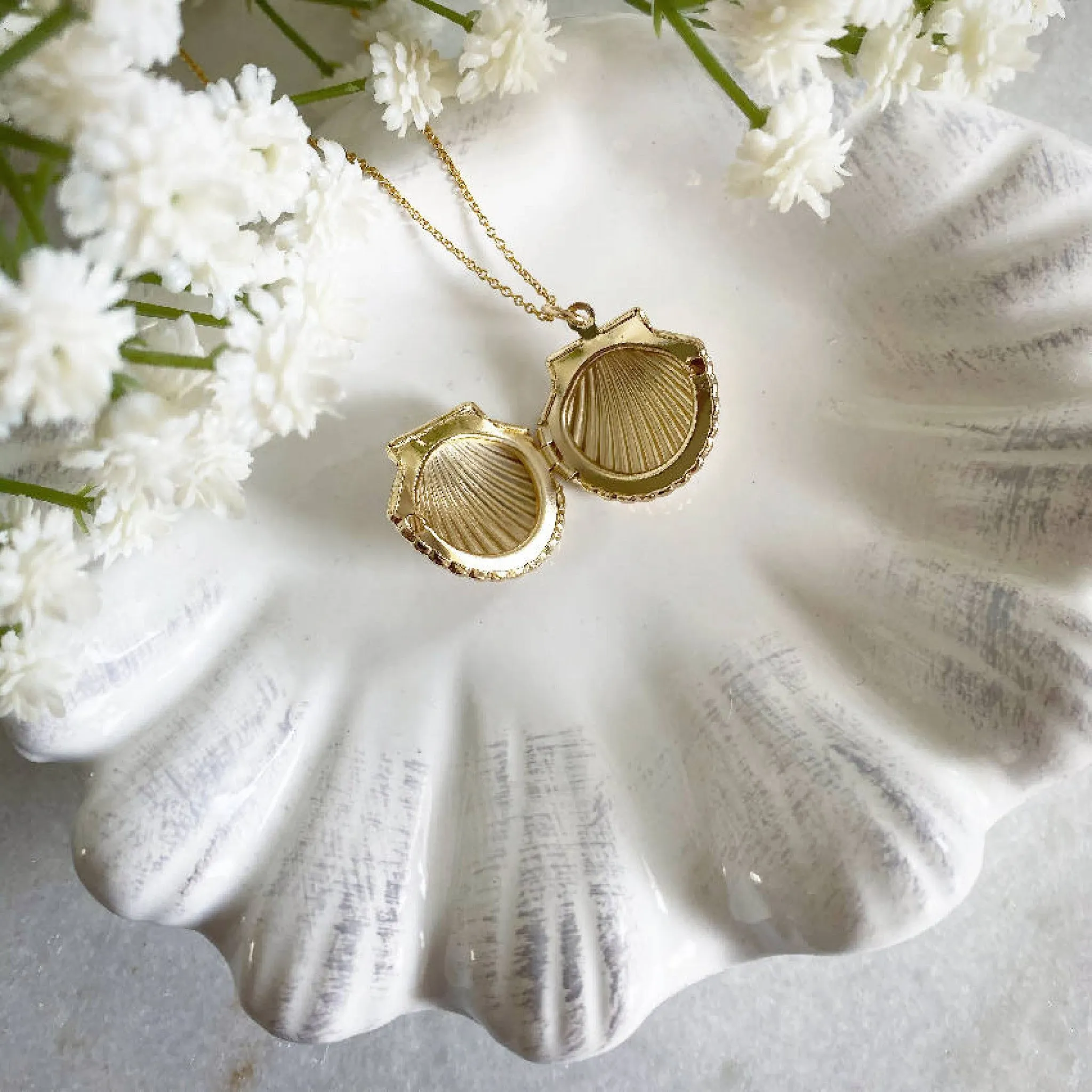 Wisteria London Clemmie Gold Clam Shell Locket